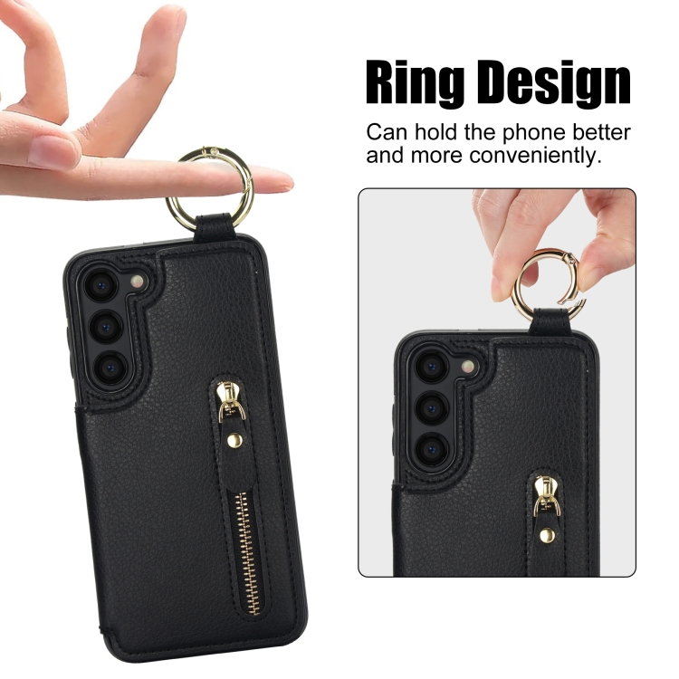For Samsung Galaxy S23+ 5G Litchi Texture Zipper Double Buckle Card Bag Phone Case(Black) For Samsung Galaxy S23+ 5G Litchi Texture Zipper Double Buckle Card Bag Phone Case(Black)