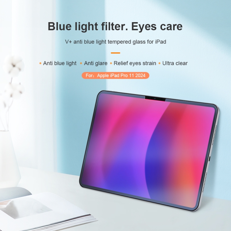 For iPad Pro 11 2024 NILLKIN V+ Series Anti-Blue Light Tempered Glass Protective Film For iPad Pro 11 2024 NILLKIN V+ Series Anti-Blue Light Tempered Glass Protective Film