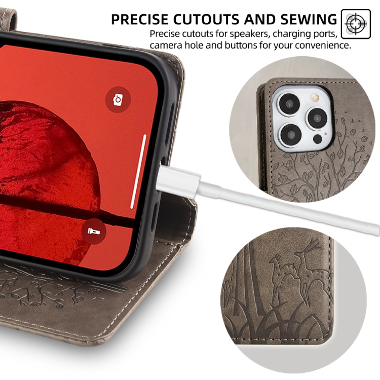 For Samsung Galaxy S23 5G Tree & Deer Embossed Leather Phone Case(Grey) For Samsung Galaxy S23 5G Tree & Deer Embossed Leather Phone Case(Grey)