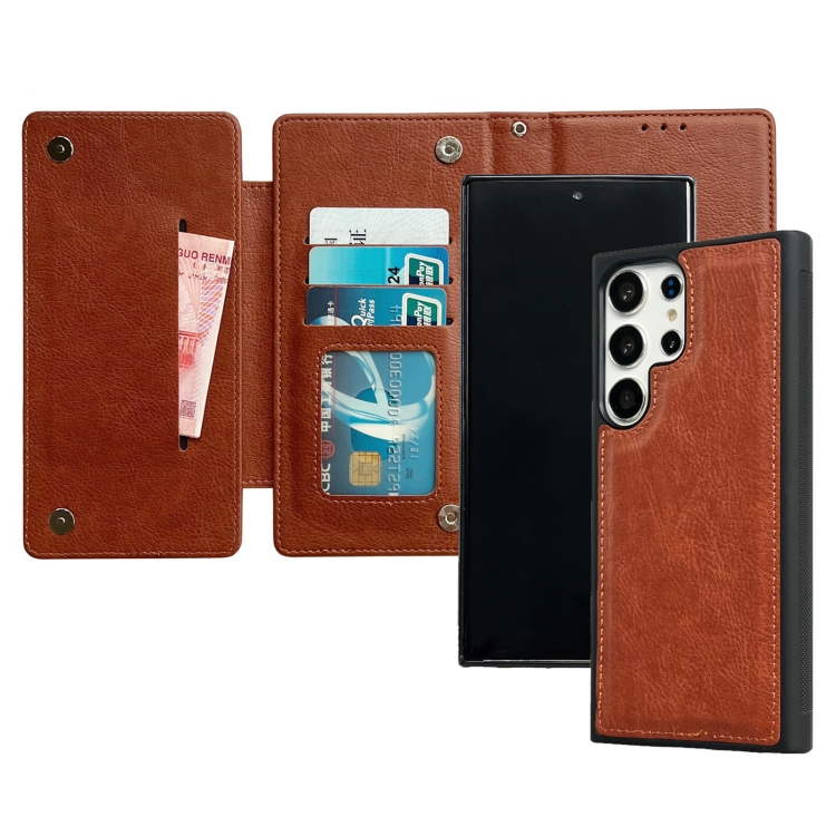 For Samsung Galaxy S23 Ultra 5G Multifunctional 7-Card Wallet Leather Phone Case(Brown) For Samsung Galaxy S23 Ultra 5G Multifunctional 7-Card Wallet Leather Phone Case(Brown)