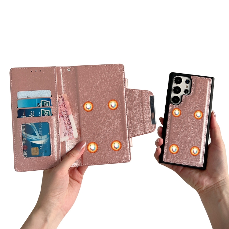 For Samsung Galaxy S22 5G Multifunctional 7-Card Wallet Leather Phone Case(Rose Gold) For Samsung Galaxy S22 5G Multifunctional 7-Card Wallet Leather Phone Case(Rose Gold)