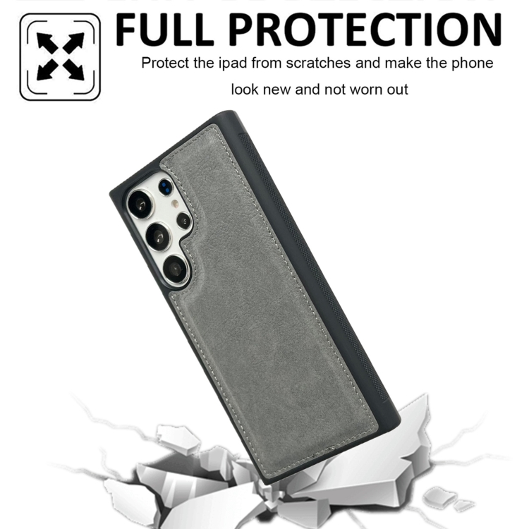 For Samsung Galaxy S22 Ultra 5G Cowhide Texture Back Cover Phone Case(Grey) For Samsung Galaxy S22 Ultra 5G Cowhide Texture Back Cover Phone Case(Grey)