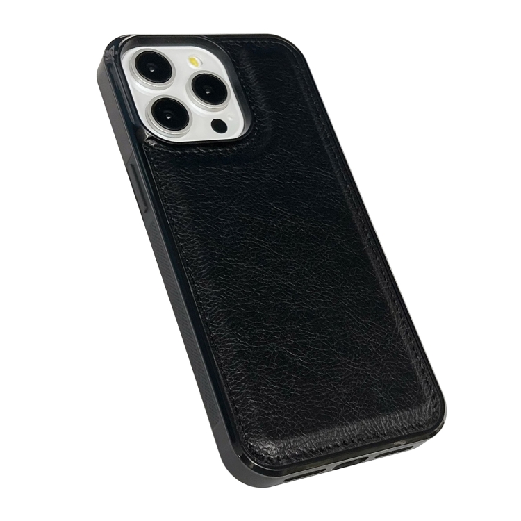 For iPhone 14 Plus Cowhide Texture Back Cover Phone Case(Black) For iPhone 14 Plus Cowhide Texture Back Cover Phone Case(Black)