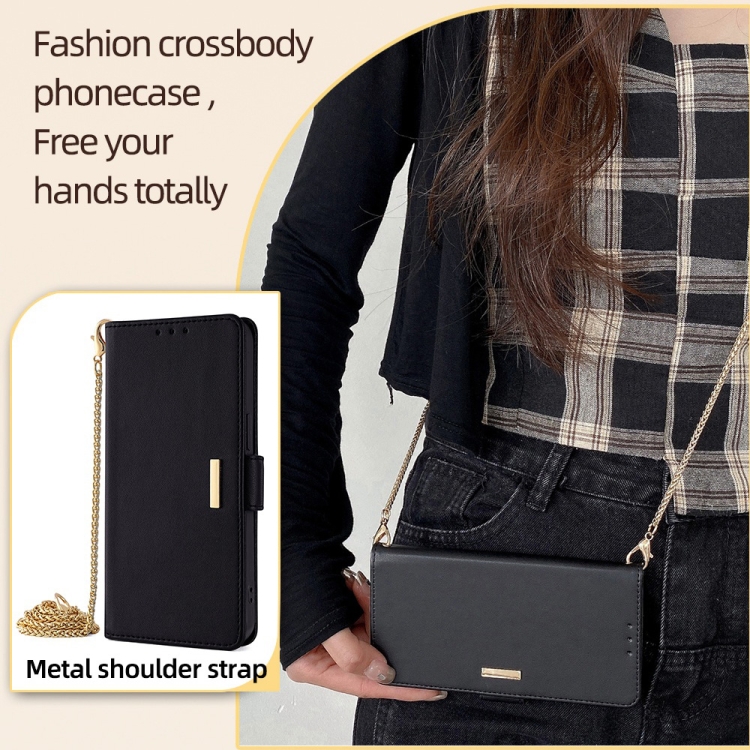 For Samsung Galaxy S24 5G Crossbody Chain Leather Phone Case(Black) For Samsung Galaxy S24 5G Crossbody Chain Leather Phone Case(Black)
