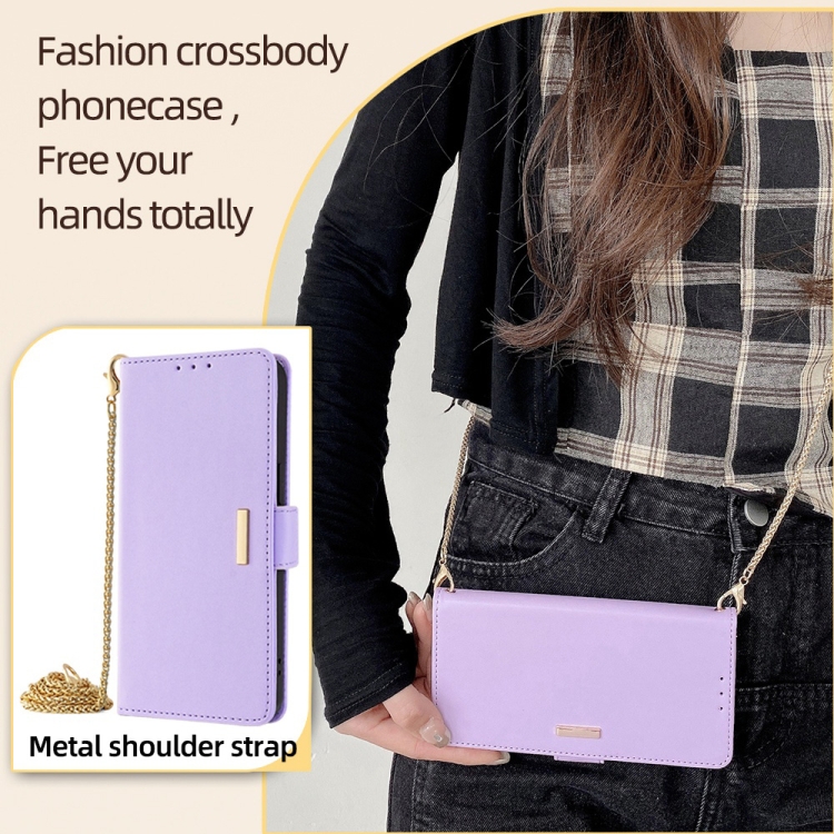 For Samsung Galaxy S22 5G Crossbody Chain Leather Phone Case(Purple) For Samsung Galaxy S22 5G Crossbody Chain Leather Phone Case(Purple)