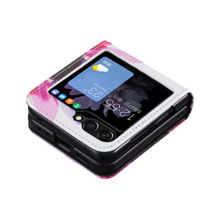 For Samsung Galaxy Z Flip5 Colored Drawing Pattern PU + PC Shockproof Phone Case(Sun Flower) For Samsung Galaxy Z Flip5 Colored Drawing Pattern PU + PC Shockproof Phone Case(Sun Flower)