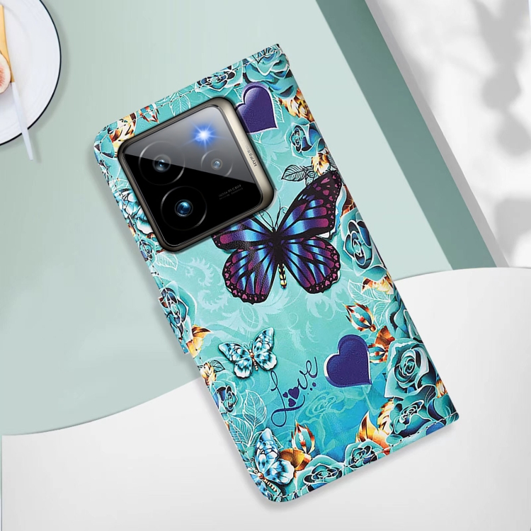 For Realme GT7 Pro Colored Drawing Pattern Plain Weave Leather Phone Case(Caring Butterfly)