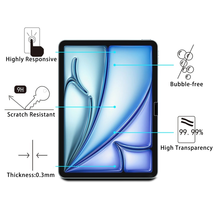For iPad Air 11 2024 0.26mm 9H 2.5D Explosion-proof Tempered Glass Film For iPad Air 11 2024 0.26mm 9H 2.5D Explosion-proof Tempered Glass Film