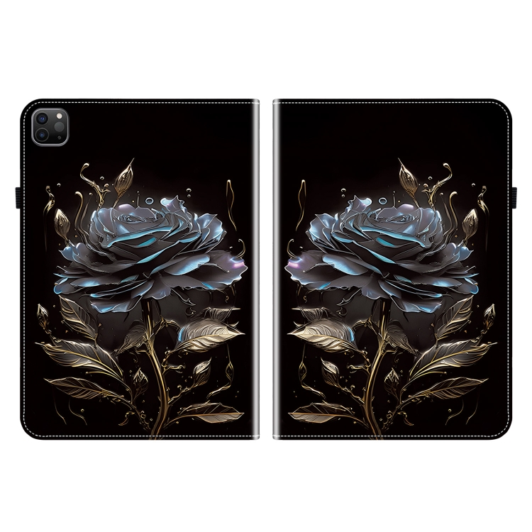 For iPad Pro 12.9 2022 / 2021 / 2020 Crystal Texture Painted Leather Smart Tablet Case(Black Rose) For iPad Pro 12.9 2022 / 2021 / 2020 Crystal Texture Painted Leather Smart Tablet Case(Black Rose)