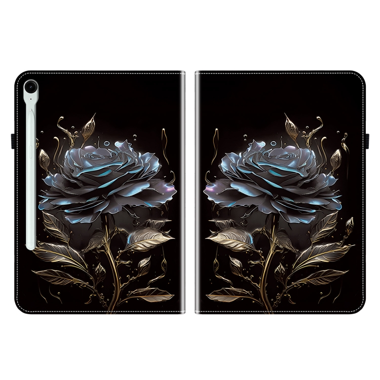 For Samsung Galaxy Tab S9 / S9 FE Crystal Texture Painted Leather Tablet Case(Black Rose) For Samsung Galaxy Tab S9 / S9 FE Crystal Texture Painted Leather Tablet Case(Black Rose)
