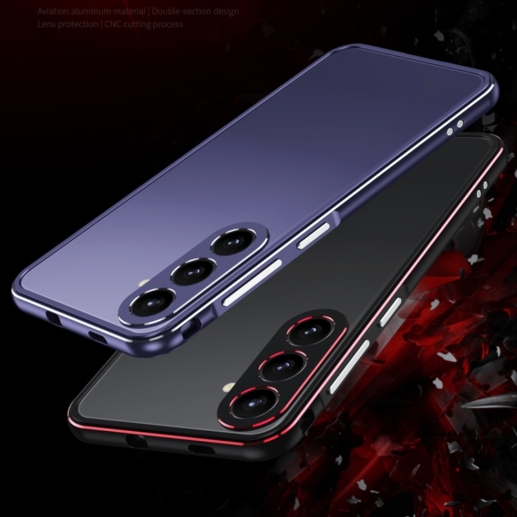 For Samsung Galaxy S24 5G Aurora Series Lens Protector + Metal Frame Phone Case(Black Silver) For Samsung Galaxy S24 5G Aurora Series Lens Protector + Metal Frame Phone Case(Black Silver)