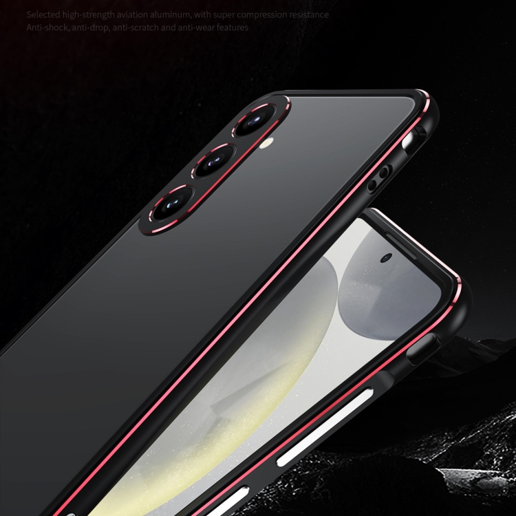 For Samsung Galaxy S24 5G Aurora Series Lens Protector + Metal Frame Phone Case(Black Silver) For Samsung Galaxy S24 5G Aurora Series Lens Protector + Metal Frame Phone Case(Black Silver)