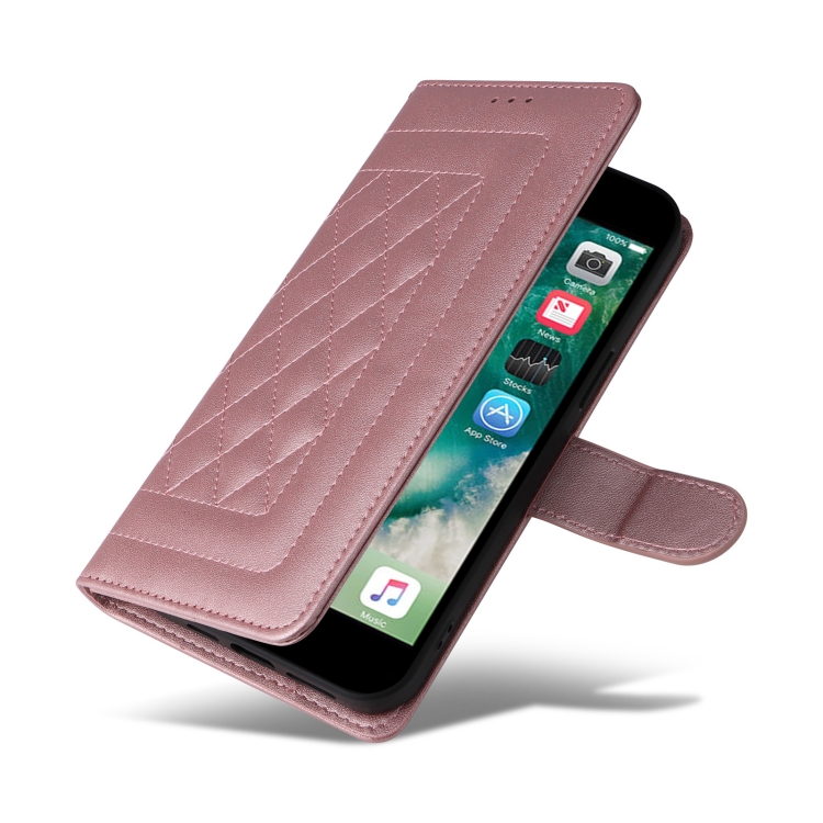 For iPhone SE 2022 / SE 2020 Diamond Lattice Leather Flip Phone Case(Rose Gold) For iPhone SE 2022 / SE 2020 Diamond Lattice Leather Flip Phone Case(Rose Gold)