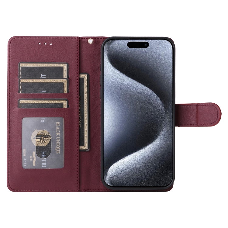 For iPhone 15 Pro Diamond Lattice Leather Flip Phone Case(Wine Red) For iPhone 15 Pro Diamond Lattice Leather Flip Phone Case(Wine Red)