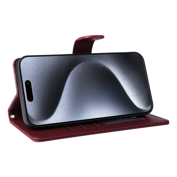 For iPhone 15 Pro Diamond Lattice Leather Flip Phone Case(Wine Red) For iPhone 15 Pro Diamond Lattice Leather Flip Phone Case(Wine Red)