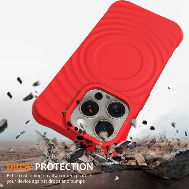 For iPhone 15 Pro Max Wave Texture MagSafe Magnetic Liquid Silicone Phone Case(Red) For iPhone 15 Pro Max Wave Texture MagSafe Magnetic Liquid Silicone Phone Case(Red)