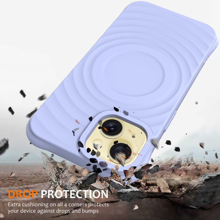 For iPhone 14 Plus Wave Texture MagSafe Magnetic Liquid Silicone Phone Case(Purple) For iPhone 14 Plus Wave Texture MagSafe Magnetic Liquid Silicone Phone Case(Purple)