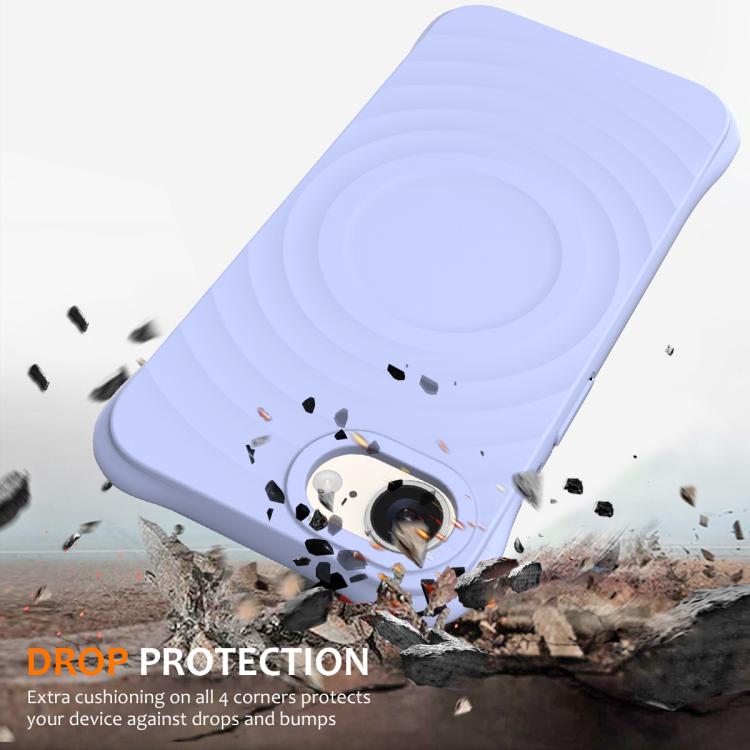 For iPhone 16e Wave Texture MagSafe Magnetic Liquid Silicone Phone Case(Purple)