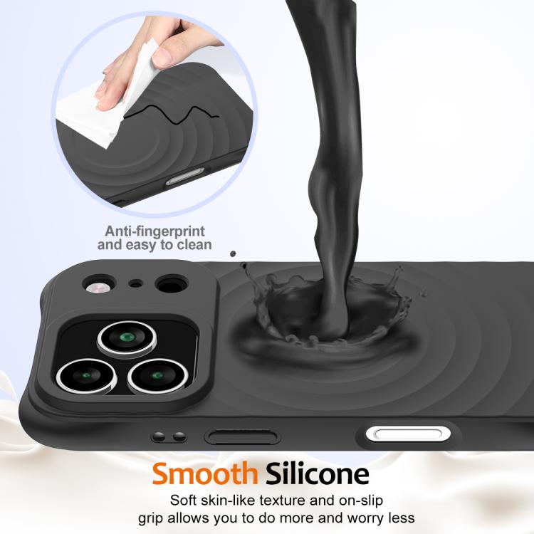 For iPhone 17 Pro Max Wave Texture MagSafe Magnetic Liquid Silicone Phone Case(Black) - 6