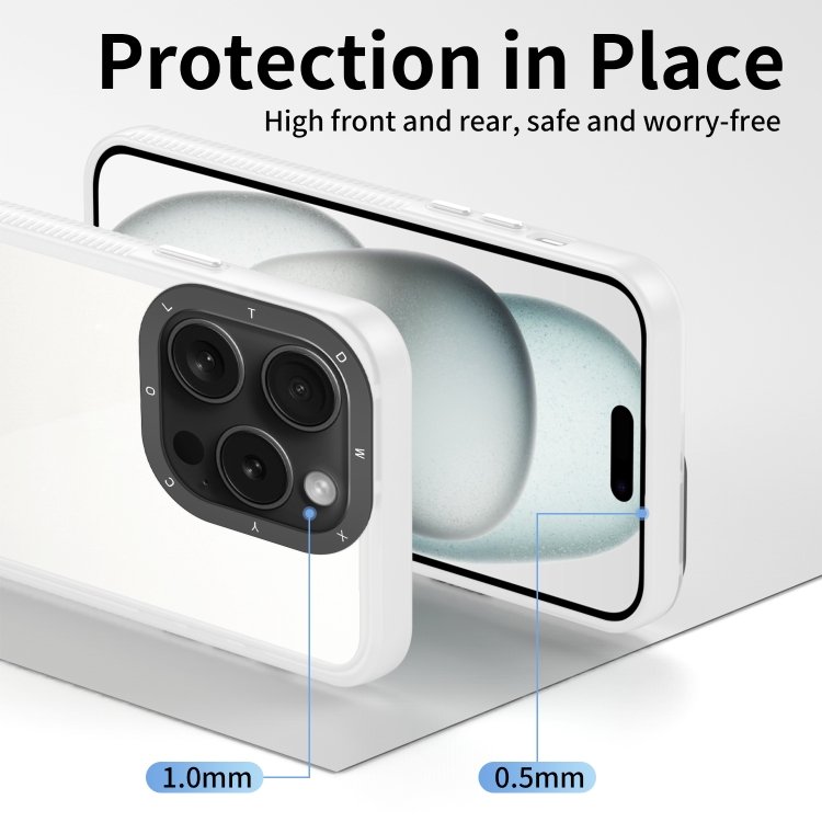 For iPhone 15 Pro Frame Two Color Lens Ring TPU Phone Case(Transparent) For iPhone 15 Pro Frame Two Color Lens Ring TPU Phone Case(Transparent)