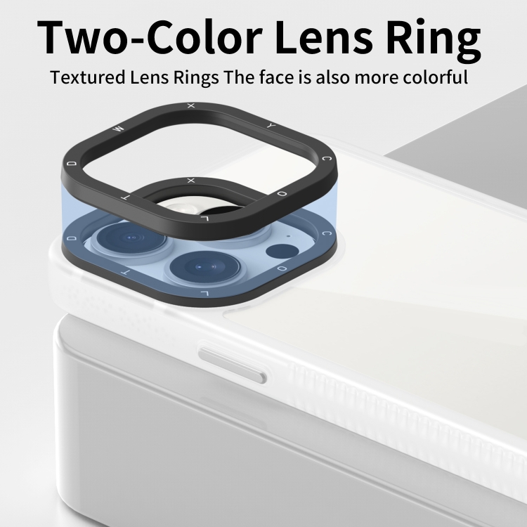 For iPhone 15 Pro Frame Two Color Lens Ring TPU Phone Case(Transparent) For iPhone 15 Pro Frame Two Color Lens Ring TPU Phone Case(Transparent)