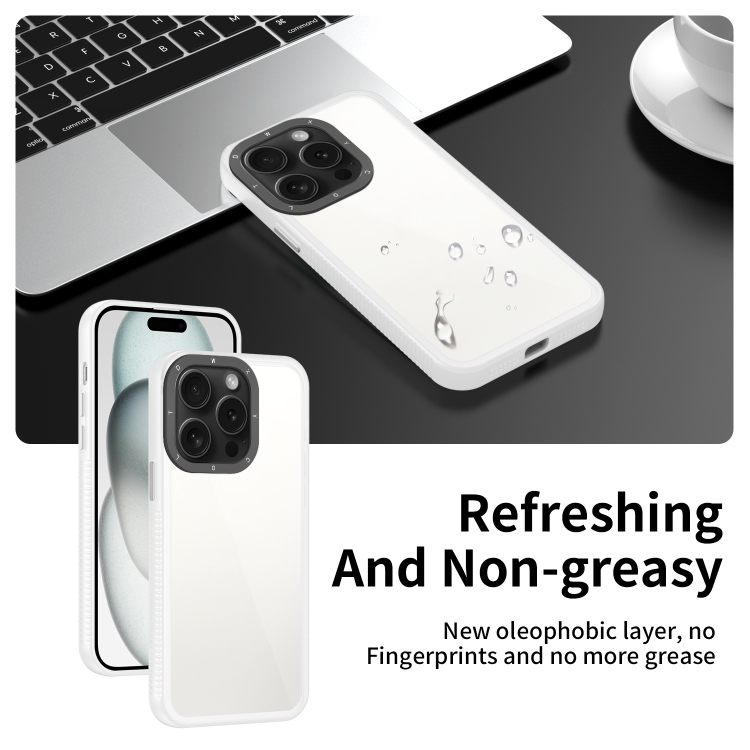 For iPhone 15 Pro Frame Two Color Lens Ring TPU Phone Case(Transparent) For iPhone 15 Pro Frame Two Color Lens Ring TPU Phone Case(Transparent)