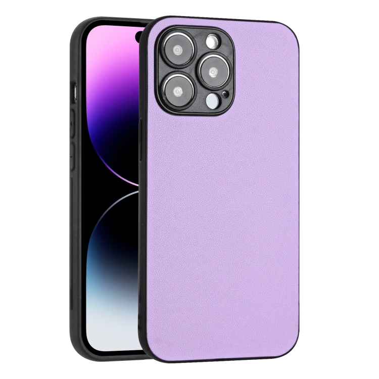 iPhone 14 Pro R20 レザーパターンフォンシングルケース(パープル)