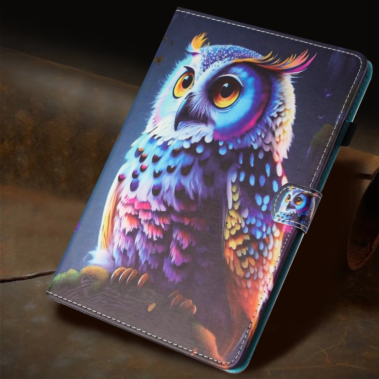 For iPad 10.2 2021 / Air 10.5 Painted Litchi Leather Sewing Smart Tablet Case(Colorful Owl) For iPad 10.2 2021 / Air 10.5 Painted Litchi Leather Sewing Smart Tablet Case(Colorful Owl)