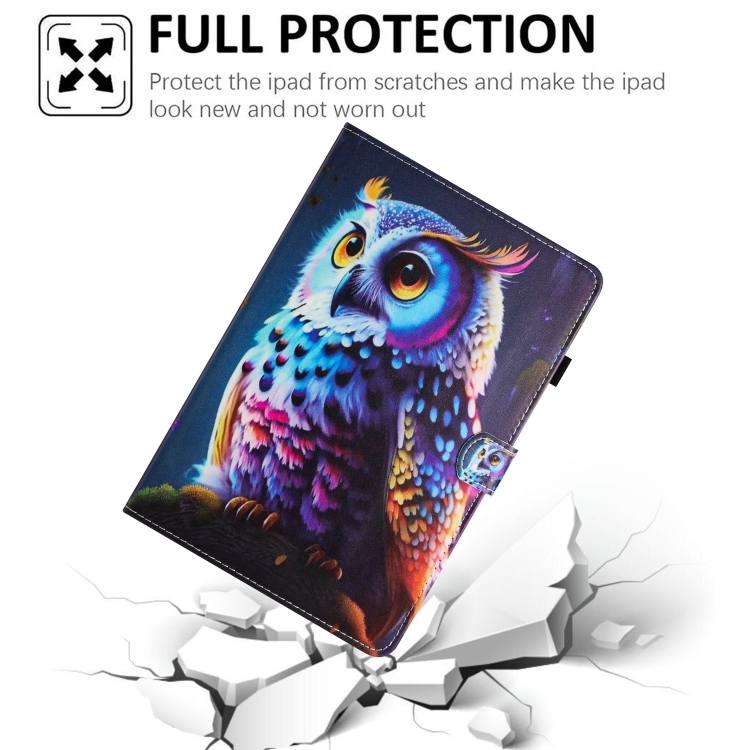 For iPad 10.2 2021 / Air 10.5 Painted Litchi Leather Sewing Smart Tablet Case(Colorful Owl) For iPad 10.2 2021 / Air 10.5 Painted Litchi Leather Sewing Smart Tablet Case(Colorful Owl)
