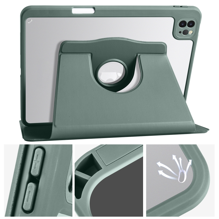 For iPad Air 13 2024 Acrylic 360 Degree Rotation Holder Leather Tablet Case(Pine Green) For iPad Air 13 2024 Acrylic 360 Degree Rotation Holder Leather Tablet Case(Pine Green)