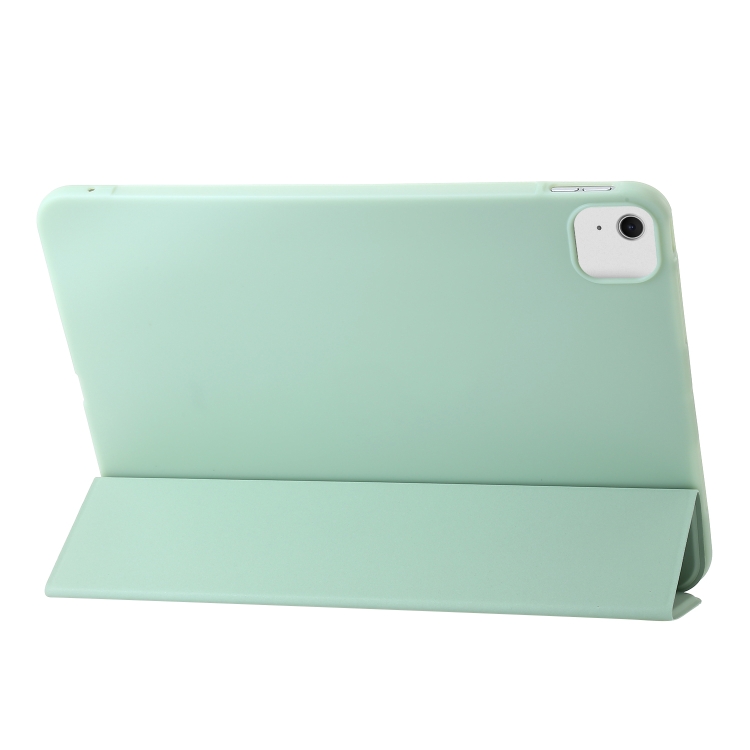 For iPad Air 13 2024 Three-fold Holder Flip Tablet Leather Case(Mint Green)