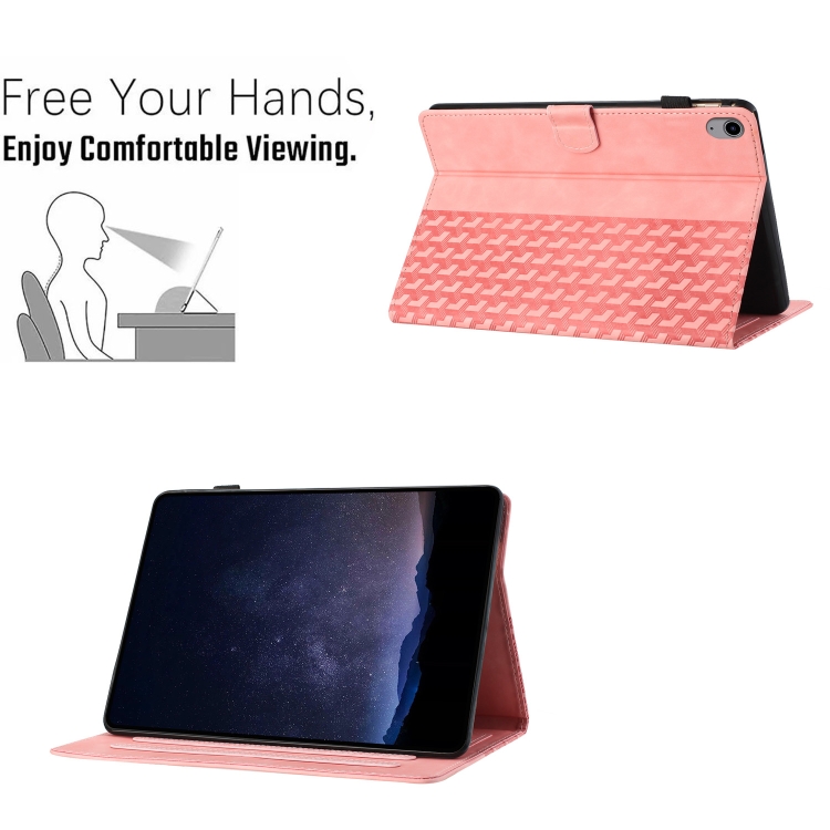 For iPad 10th Gen 10.9 2022 Building Blocks Embossed Leather Smart Tablet Case(Pink)