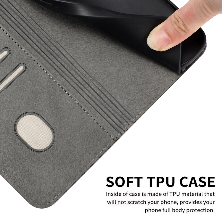 For iPhone 14 Woven Embossed RFID Blocking Leather Phone Case(Grey) For iPhone 14 Woven Embossed RFID Blocking Leather Phone Case(Grey)