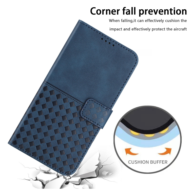 For iPhone 13 Pro Max Woven Embossed RFID Blocking Leather Phone Case(Blue) For iPhone 13 Pro Max Woven Embossed RFID Blocking Leather Phone Case(Blue)