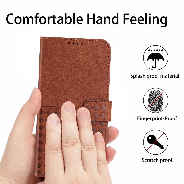 For Samsung Galaxy S24+ 5G Woven Embossed RFID Blocking Leather Phone Case(Brown) For Samsung Galaxy S24+ 5G Woven Embossed RFID Blocking Leather Phone Case(Brown)