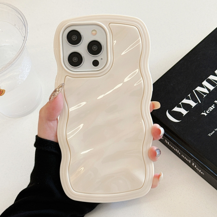For iPhone 12 Solid Color Waves PC Hybrid TPU Phone Case(Beige) For iPhone 12 Solid Color Waves PC Hybrid TPU Phone Case(Beige)
