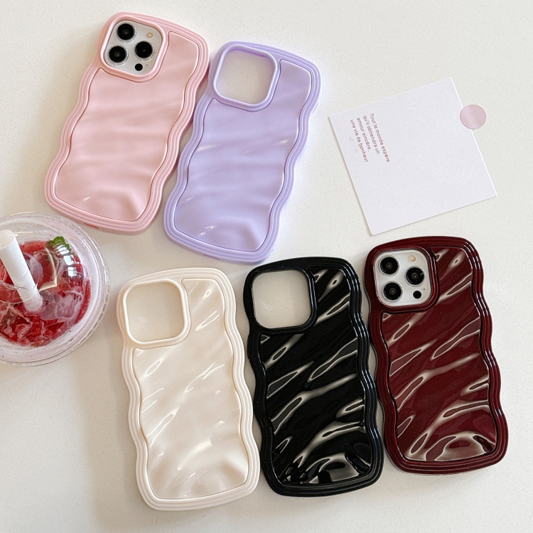 For iPhone 15 Pro Solid Color Waves PC Hybrid TPU Phone Case(Pink) For iPhone 15 Pro Solid Color Waves PC Hybrid TPU Phone Case(Pink)