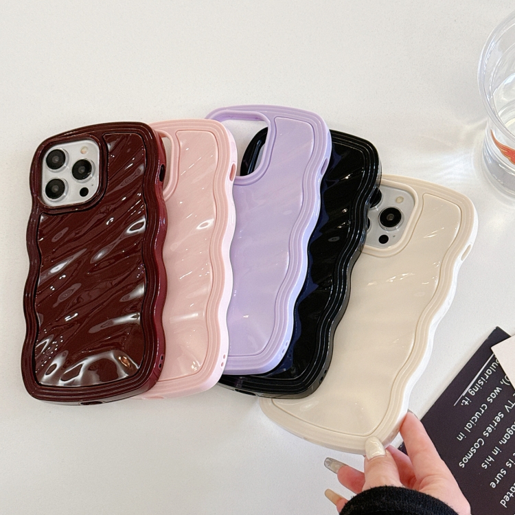 For iPhone 15 Pro Solid Color Waves PC Hybrid TPU Phone Case(Pink) For iPhone 15 Pro Solid Color Waves PC Hybrid TPU Phone Case(Pink)