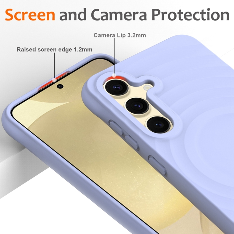 For Samsung Galaxy S24+ 5G Wave Texture MagSafe Magnetic Liquid Silicone Phone Case(Purple) For Samsung Galaxy S24+ 5G Wave Texture MagSafe Magnetic Liquid Silicone Phone Case(Purple)
