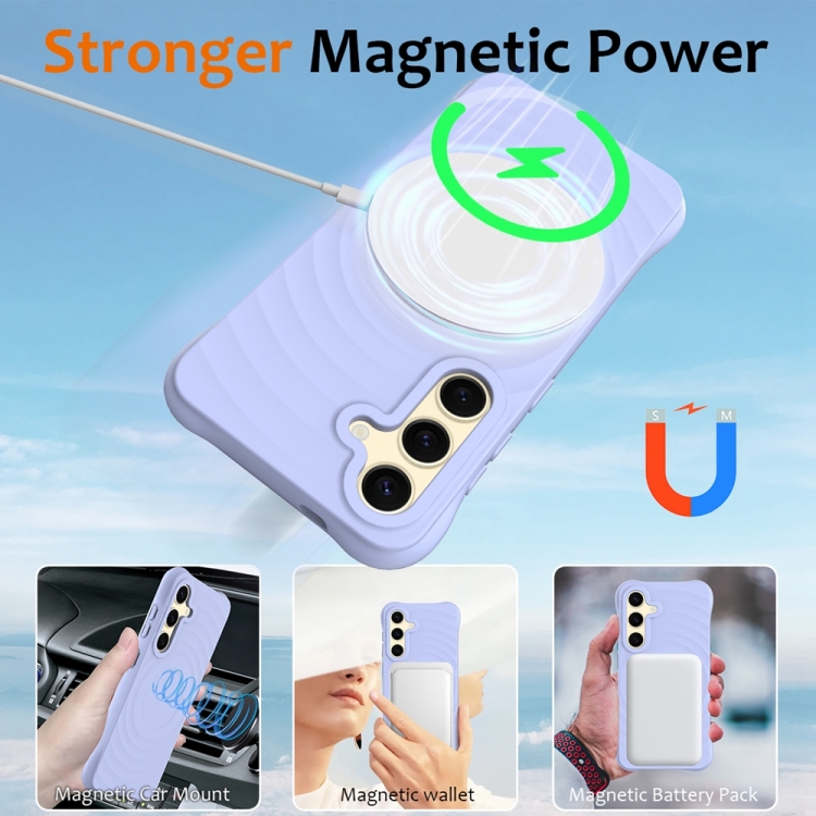 For Samsung Galaxy S24+ 5G Wave Texture MagSafe Magnetic Liquid Silicone Phone Case(Purple) For Samsung Galaxy S24+ 5G Wave Texture MagSafe Magnetic Liquid Silicone Phone Case(Purple)
