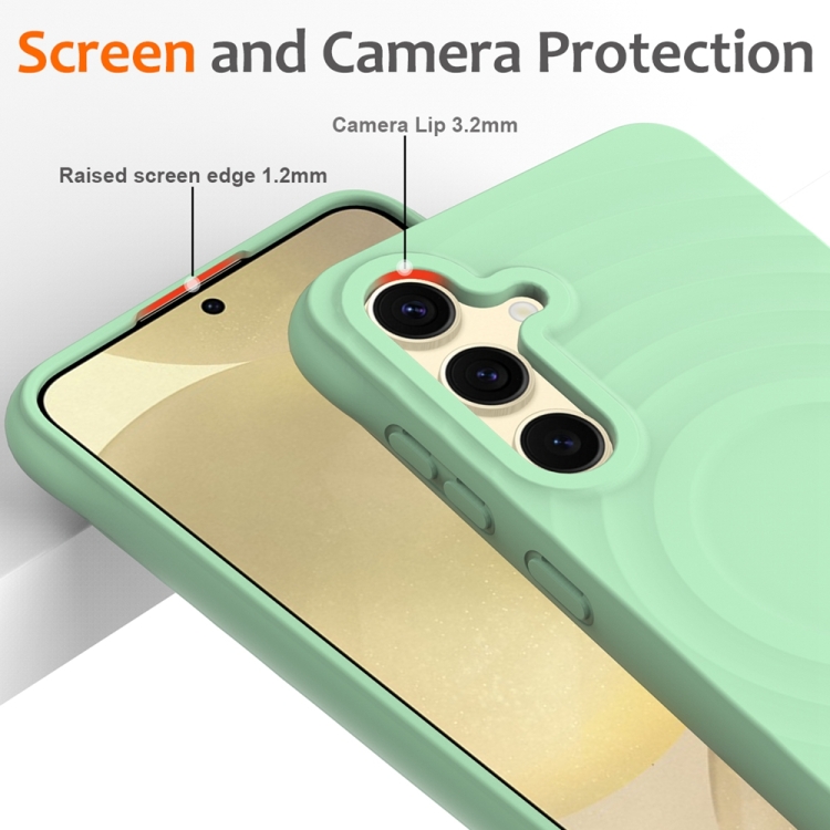 For Samsung Galaxy S24 5G Wave Texture MagSafe Magnetic Liquid Silicone Phone Case(Green) For Samsung Galaxy S24 5G Wave Texture MagSafe Magnetic Liquid Silicone Phone Case(Green)