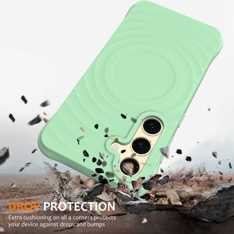 For Samsung Galaxy S24 5G Wave Texture MagSafe Magnetic Liquid Silicone Phone Case(Green) For Samsung Galaxy S24 5G Wave Texture MagSafe Magnetic Liquid Silicone Phone Case(Green)