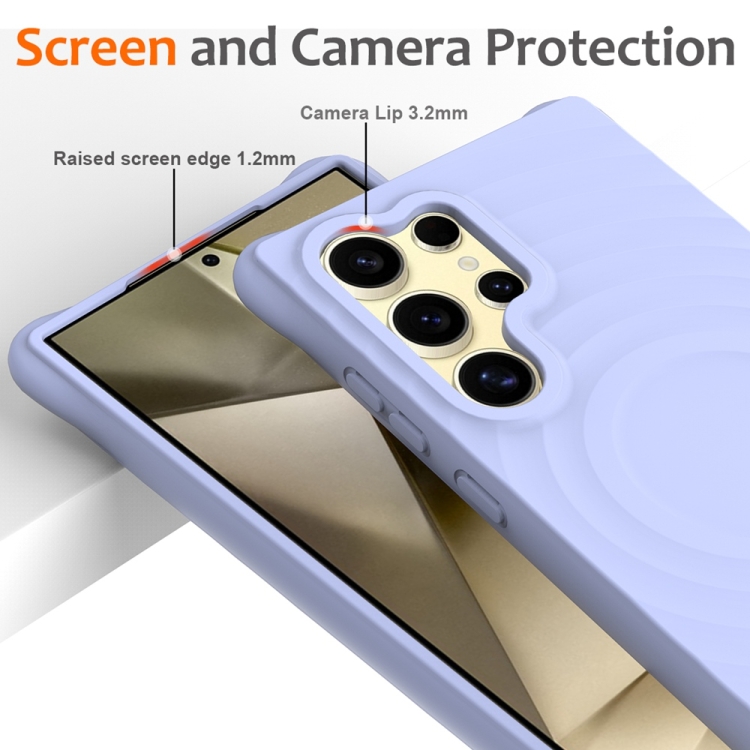 For Samsung Galaxy S25 Ultra 5G Wave Texture MagSafe Magnetic Liquid Silicone Phone Case(Purple) For Samsung Galaxy S25 Ultra 5G Wave Texture MagSafe Magnetic Liquid Silicone Phone Case(Purple)