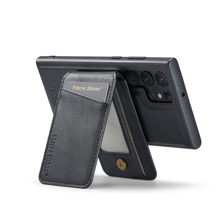 For Samsung Galaxy S24 Ultra 5G Fierre Shann Cowhide Vertical Flip Magnetic Card Holder Phone Case(Black) For Samsung Galaxy S24 Ultra 5G Fierre Shann Cowhide Vertical Flip Magnetic Card Holder Phone Case(Black)