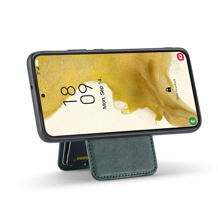 For Samsung Galaxy S22 5G Fierre Shann Cowhide Vertical Flip Magnetic Card Holder Phone Case(Green) For Samsung Galaxy S22 5G Fierre Shann Cowhide Vertical Flip Magnetic Card Holder Phone Case(Green)