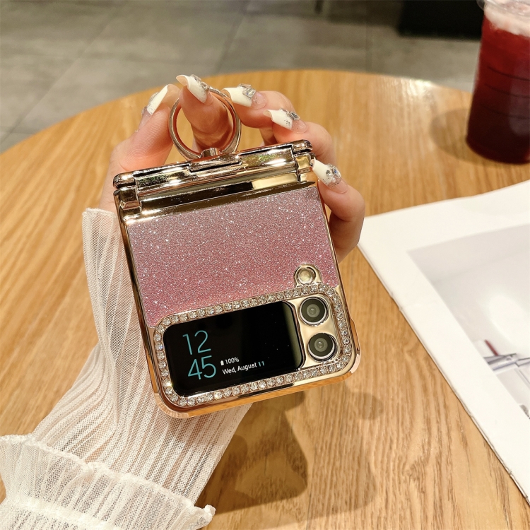 For Samsung Galaxy Z Flip4 5G Electroplated PC Starry Sky Glitter Shockproof Phone Case with Ring(Purple) For Samsung Galaxy Z Flip4 5G Electroplated PC Starry Sky Glitter Shockproof Phone Case with Ring(Purple)