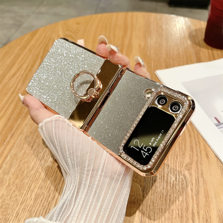 For Samsung Galaxy Z Flip4 5G Electroplated PC Starry Sky Glitter Shockproof Phone Case with Ring(Purple) For Samsung Galaxy Z Flip4 5G Electroplated PC Starry Sky Glitter Shockproof Phone Case with Ring(Purple)