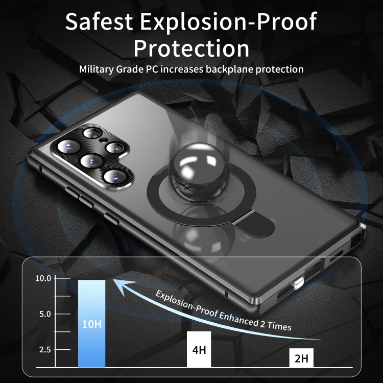 For Samsung Galaxy S24 Ultra 5G MagSafe Magnetic Privacy Frosted Tempered Glass Holder Phone Case(Black) For Samsung Galaxy S24 Ultra 5G MagSafe Magnetic Privacy Frosted Tempered Glass Holder Phone Case(Black)