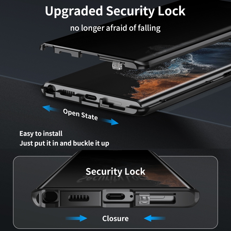 For Samsung Galaxy S24 Ultra 5G MagSafe Magnetic Privacy Frosted Tempered Glass Holder Phone Case(Black) For Samsung Galaxy S24 Ultra 5G MagSafe Magnetic Privacy Frosted Tempered Glass Holder Phone Case(Black)