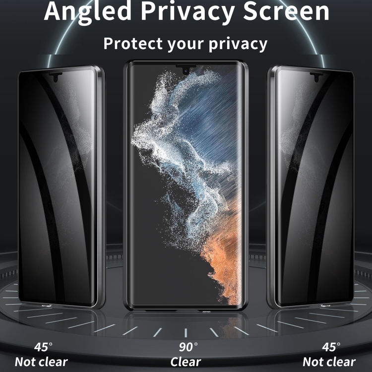 For Samsung Galaxy S24 Ultra 5G MagSafe Magnetic Privacy Frosted Tempered Glass Holder Phone Case(Black) For Samsung Galaxy S24 Ultra 5G MagSafe Magnetic Privacy Frosted Tempered Glass Holder Phone Case(Black)
